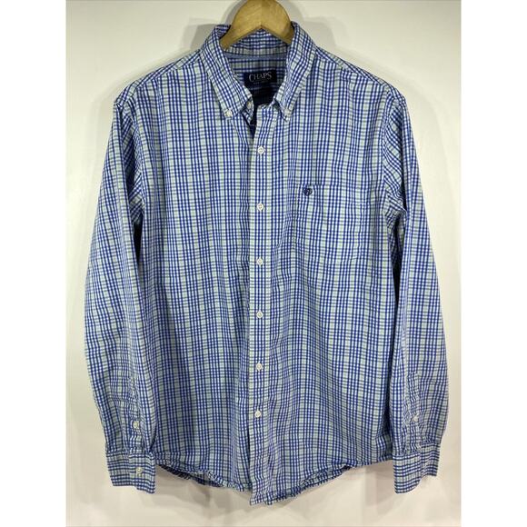 Chaps Classic Green/White/Blue Check Long Sleeve Shirt Men's Size XL 46-48 - Picture 1 of 9